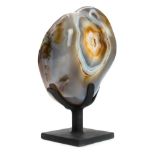 *Agate. A large Agate polished free form on custom base, Agate is natural glass and this piece has