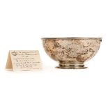 *Pedestal Bowl. A George III silver pedestal bowl by Robert Hennell, London 1788, plain with