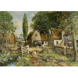 *Slater (John Falconar, 1857-1937). Farmyard scene, oil on board, signed lower right, 57 x 81 cm (