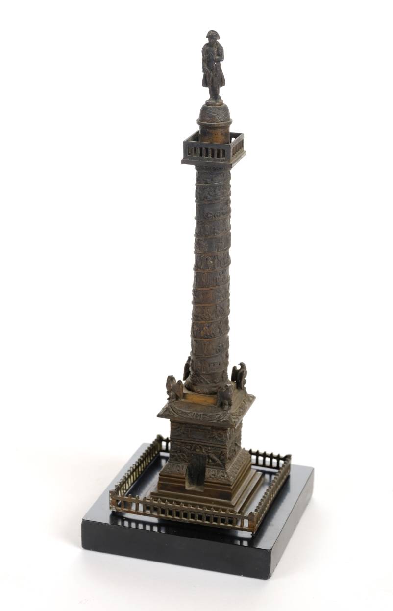 *Grand Tour. A 19th century bronze model of the Place Vendome columns in Paris, finely detailed with - Image 2 of 7