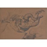 *De Morgan (Evelyn, 1855-1919). Evil Pursueth Sinners, black chalk on brown paper, depicting a