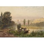 *Manner of Myles Birket Foster (1825-1899). On the River, watercolour, showing figures in a boat