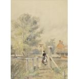 *West (Joseph, 1882-1958). The Ferry, Coldham Hall, Norfolk, watercolour on paper, showing a