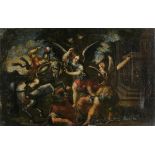 *Italian School. Combat of Angels and Soldiers, circa 1680-1720, oil on canvas, some surface marks