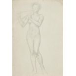 *De Morgan (Evelyn, 1855-1919). Study of a female nude for The Hour Glass, pencil on card, full-