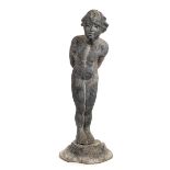 *Garden Statuary. A 20th century lead figure, modelled as a young girl with hands behind back,