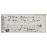 *Trollope (Anthony, 1815-1882). Signed cheque, 'Anthony Trollope' Union Bank of London, 15 March