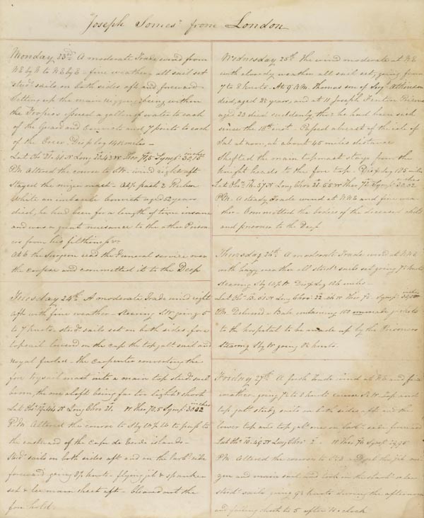 Convict Transportation. Personal manuscript logbook of three voyages, kept by George Thompson,