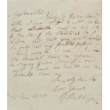 *Babbage (Charles, 1791-1871). Autograph letter signed, 'C. Babbage', no place, 15 June 1835, to the