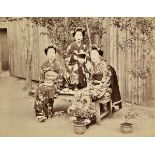 *Japan. A group of 11 albumen prints, circa 1880s, including photographs by Beato, mostly female