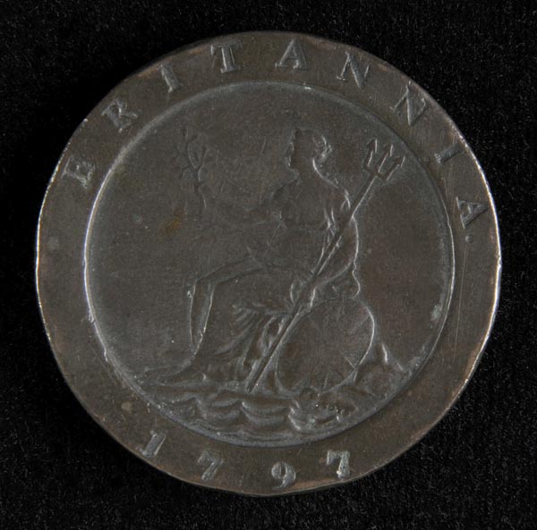 *Convict Love Token. George III Cartwheel Twopence 1797, the obverse polished and applied with