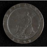 *Convict Love Token. George III Cartwheel Twopence 1797, the obverse polished and applied with