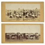 *Stereoviews - American Civil War. Two stereoviews of a black regiment at camp, early 1860s, both