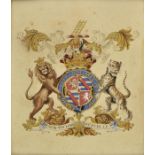 *Heraldic achievements. Two original pen and ink and watercolour heraldic achievements, mid 19th