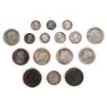 *Mixed Coins. Charles II silver Crown 1670, Queen Anne Shilling 1711, George III Halfcrown 1819,