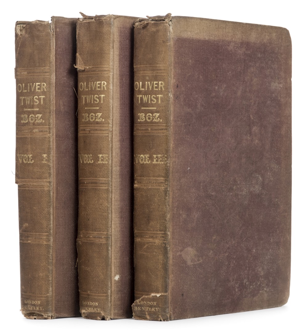 Dickens (Charles). Oliver Twist, 3 volumes, 1st edition, 1st issue, Richard Bentley, 1838, first