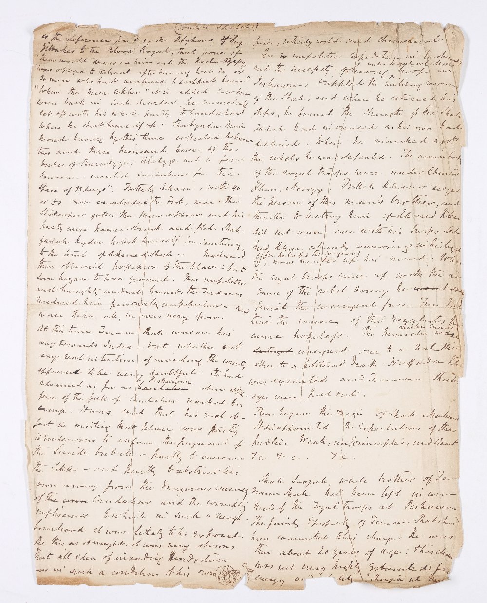 *Afghanistan. Original draft manuscript transcriptions by Major James Outram (1803-1860) for his - Image 6 of 6