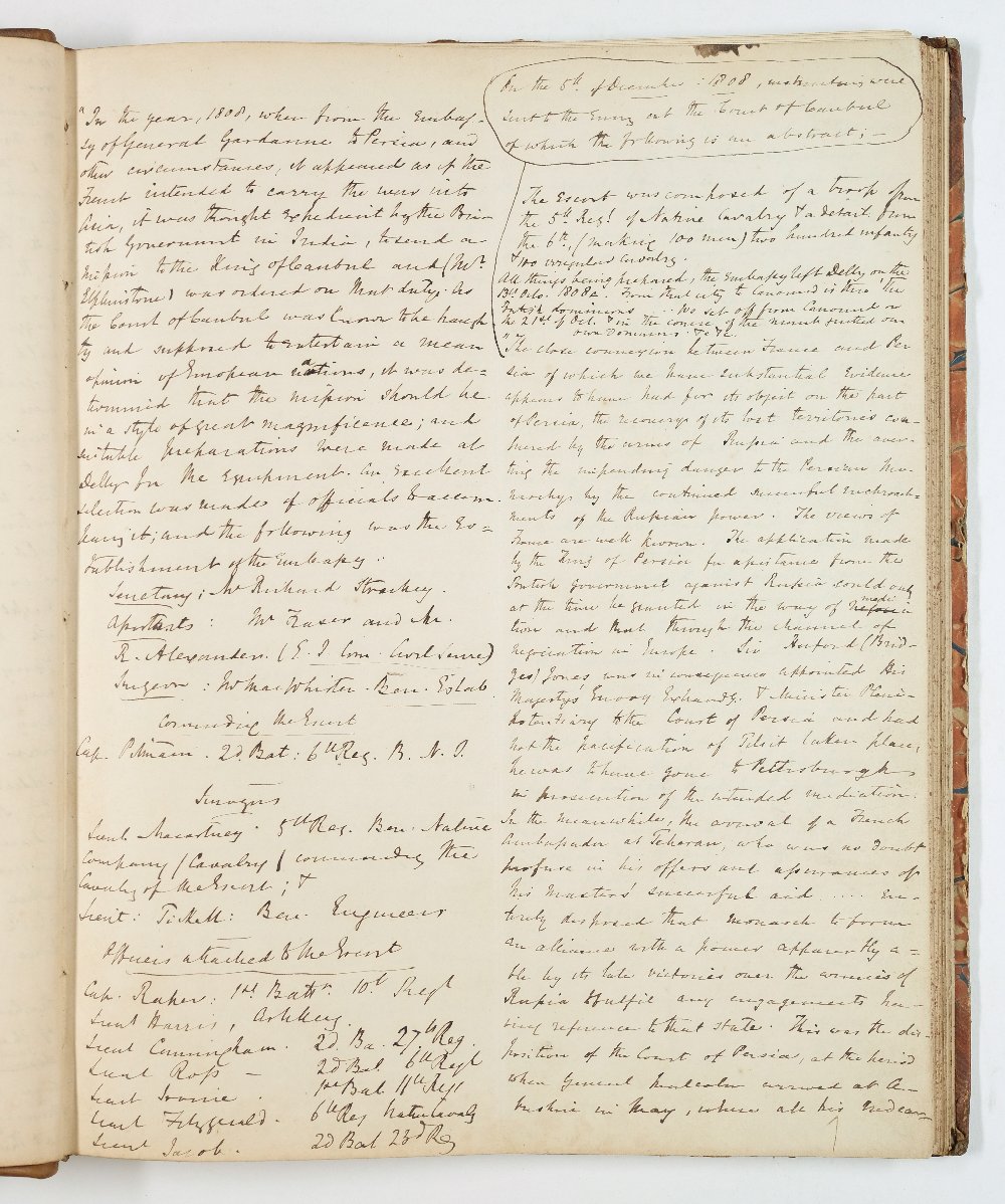 *Afghanistan. Original draft manuscript transcriptions by Major James Outram (1803-1860) for his