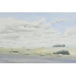 *Samuel (W.G., 1929-2015). Wiltshire Downlands, watercolour on paper, showing sheep grazing,