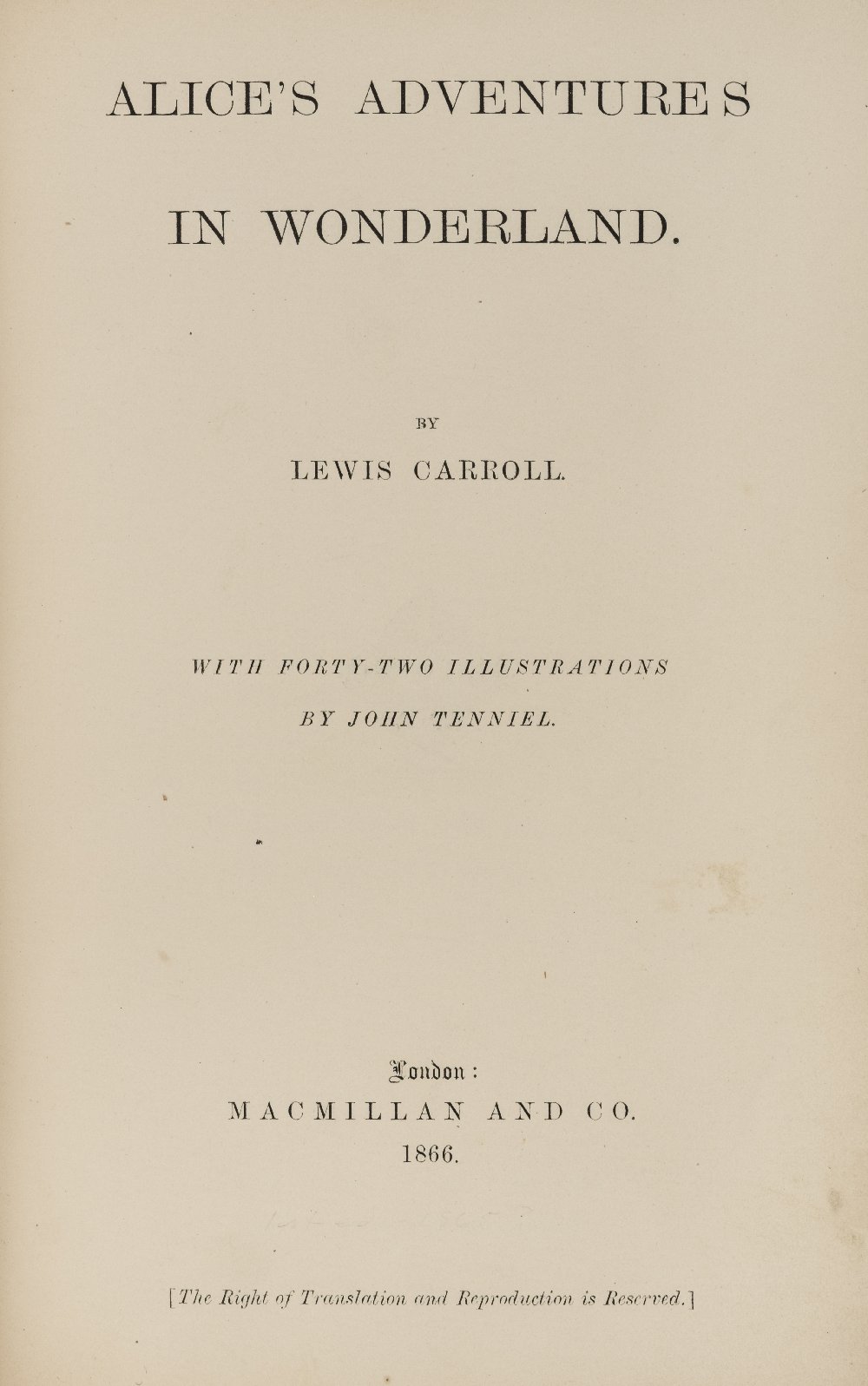 Dodgson (Charles Lutwidge, 'Lewis Carroll' ). Alice's Adventures in Wonderland, 1st published - Image 2 of 2