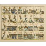 *Playing cards. Jeu de Drapeaux, France, circa 1816, a complete uncut sheet of thirty-two hand-