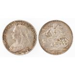 VICTORIA. CROWN, 1894. Obv: Veiled bust left. Rev: St George and Dragon. VF. (1 coin)