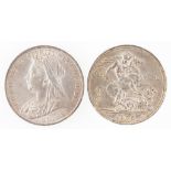 VICTORIA. CROWN, 1900. Obv: Veiled bust left. Rev: St George and Dragon. GVF. (1 coin)