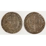 HENRY VIII. GROAT, 1526-44. Second Coinage. Obv: Laker bust. Rev: Square topped shield. mm rose.