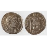 VALENS, 364-378 AD. AR MILIARENSE. Obv: Draped and cuirassed bust right wearing pearl diadem. Rev: