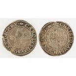 CHARLES I. GROAT, 1638-42. Aberystwyth. Obv: Bust left between plumes and value. Rev: Oval garnished
