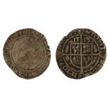 ELIZABETH I. THREEPENCE, 1568. Obv: Bust left, rose behind. Rev: Square topped shield below date. mm