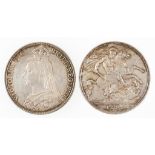 VICTORIA. CROWN, 1892. Obv: Jubilee bust left. Rev: St George and Dragon. GVF. (1 coin)