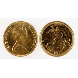 ELIZABETH II. ISLE OF MAN HALF SOVEREIGN, 1973. Obv: Bust left. Rev: St George and Dragon. UNC. (1