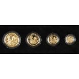 GREAT BRITAIN, COIN SET, Elizabeth II. Britannia Gold Proof Collection of four coins, 1997. In red