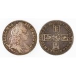 WILLIAM III. CROWN, 1695. Obv: Draped and laureate bust right. Rev: Crowned cruciform shields.