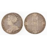 ANNE. CROWN, 1708 E. Obv: Draped bust left, E below. Rev: Crowned cruciform shields. GF. (1 coin)