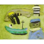 •PADRAIG MACMIADHACHAIN (1929-2017) "The Green Fishing Boat, St. Ive's", signed lower left, titled