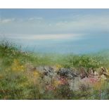 •AMANDA J. HOSKINS (contemporary) "Devon Wall and Sea Pinks", initialled lower left, signed,