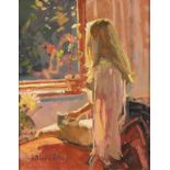 •RICHARD PRICE ROI (1962-) "Sunlit figure", signed, oil on board, 9.5" x 7.5"