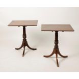 A PAIR OF REGENCY MAHOGANY OCCASIONAL TABLES, the rectangular tip-tops with rounded corners, on