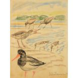 •JOHN TENNENT (1926-) Study of water birds, signed lower right, pastel on paper mounted on board,