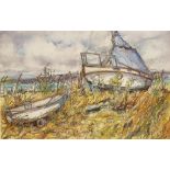 •LESLEY FULLER (contemporary) "Sailing the Grasses", signed lower left, titled to artist label