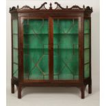 A LARGE EDWARDIAN "CHIPPENDALE REVIVAL" DISPLAY CABINET, the front with two large astragal glazed