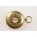 A GENTLEMANS 18CT YELLOW GOLD HALF HUNTING CASED POCKET WATCH