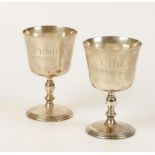A PAIR OF GOBLETS of circular tapering form