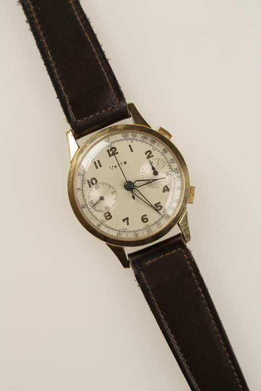 VETTA: GENTLEMANS 18K YELLOW GOLD CHRONOGRAPH WRISTWATCH