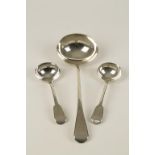 A GEORGE III SOUP LADLE of Old English pattern,