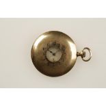 A GENTLEMAN'S 15CT YELLOW GOLD HALF HUNTING CASED SLIM POCKET WATCH