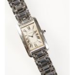 CARTIER: A GENTLEMANS WHITE GOLD TANK AMERICAINE WRISTWATCH