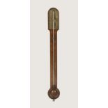 A MAHOGANY AND EBONY STRUNG STICK BAROMETER